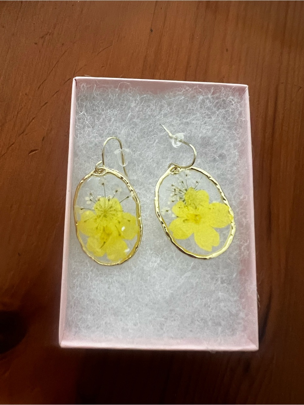 Yellow Floral Resin Drop Earrings - Women's Jewelry
